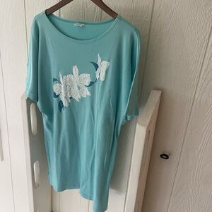 Vintage 80s Crazy Shirt Retro Hawaiian Floral Tunic Swim Coverup Single Stitch M